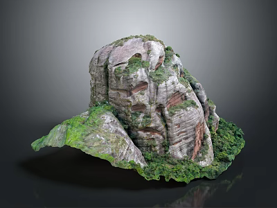 Garden Landscape with Natural Rock Formation Lush Green Vegetation and Layered Textures 3d model