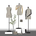 Fashion Mannequins Display With Handbag Small Plant Shopping Bag And Cosmetics