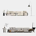 Quiet Sofa Tea Table Combination Cream Sofa 3d model
