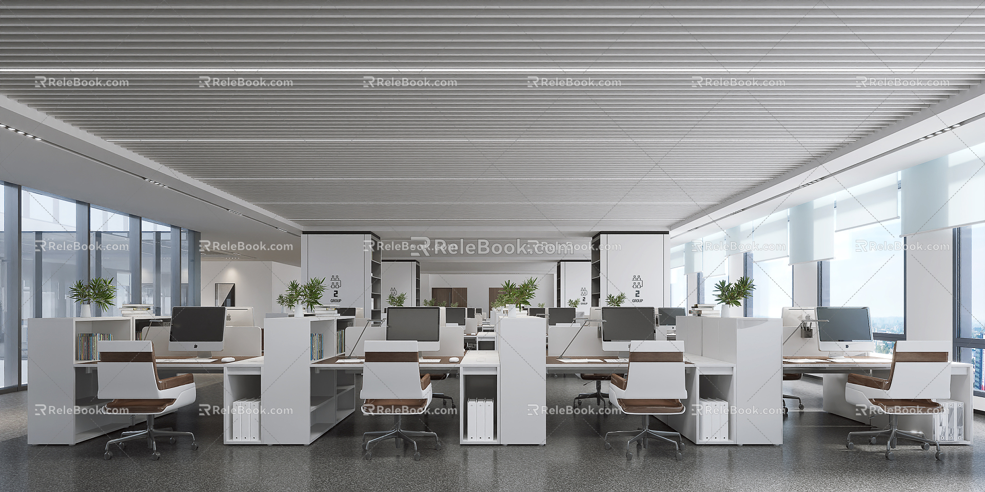 Modern public office area opening office 3d model