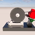 Industrial Cutting Machine With Large Circular Saw Blade Red Motor And Black Base