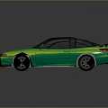 Green Sports Car With Sleek Design Rear Spoiler On Black Reflective Surface