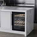 Modern Kitchen Interior With Dark Gray Cabinets White Island Black Marble Backsplash And Wine Rack