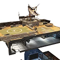 Cartoon Scene Of Industrial Style Room With Metal Pipes Equipment And Broken Floor Chair