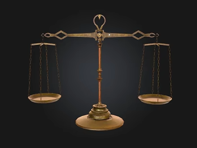 Vintage Brass Balance Scale With Two Trays And Stable Base For Daily Use 3d model