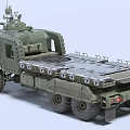 Armored Green Military Weapon Truck With Turret Antenna Large Off Road Tires And Cargo Bed