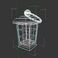 Traditional Illuminated Lantern With Black Decorative Metal Frame And Glass Panels