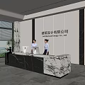 Modern company front desk background wall reception area bar desk reception desk hall simple lobby 3d model