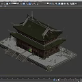 Ancient Chinese Architecture With Traditional Eaves Green Tiles And Stone Steps