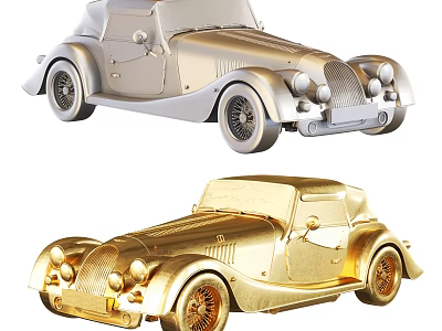 Vintage Silver And Gold Collectible Car Models 3d model