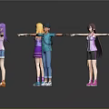 Six Game Movie Cartoon Characters With Different Hairstyles Various Outfits Standing Arms Outstretched
