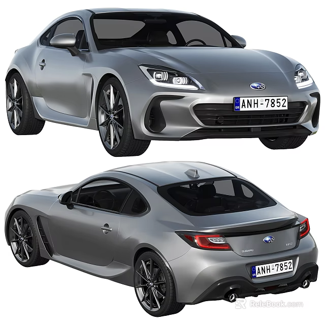 Silver Subaru Sports Car Two Door Design Front And Rear View 3d model 
