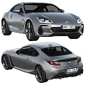 Silver Subaru Sports Car Two Door Design Front And Rear View