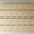 Modern Light Wood Storage Cabinet Unit With Multiple Compartments And Black Handles 3d model