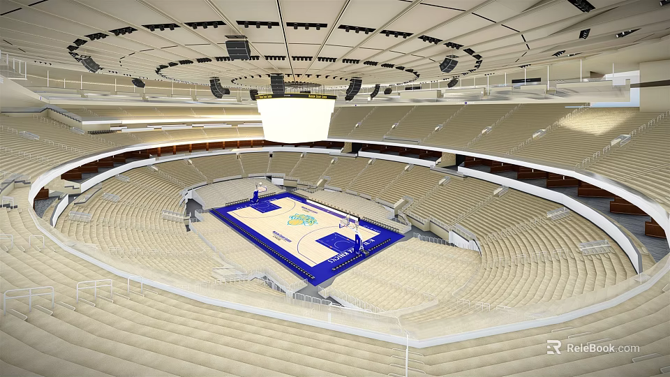 Modern Basketball Arena Featuring Central Court And Tiered Spectator Seats Design 3d model 