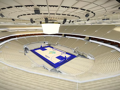 Modern Basketball Arena Featuring Central Court And Tiered Spectator Seats Design 3d model