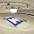 Modern Basketball Arena Featuring Central Court And Tiered Spectator Seats Design