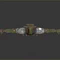 Green And Gray Mechanical Robot With Red Head And Extended Arms
