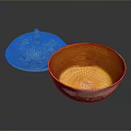 Elegant Porcelain Bowl With Golden Interior And Decorative Lid Design