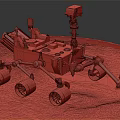 Mars Rover Scientific Exploration Vehicle With Mechanical Arm And Solar Panels On Simulated Martian Surface