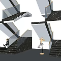 Modern Marble Stairs With Gold Railings In Elegant Interior Design