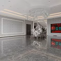 Modern Reception Area Interior Design With Stylish Desk Waiting Sofa And Window Decor 3d model