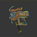 Yellow Futuristic Weapon With Detailed Mechanical Structure And High Tech Design