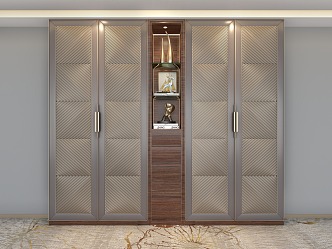 Modern Cream Style Light Luxury Wardrobe Cloakroom Black Glass Cabinet 3d model