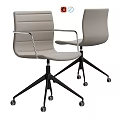 Modern Table and Chair Set With Light Gray Upholstery And Black Metal Rolling Base
