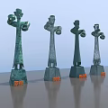 Road Facilities Featuring Green Sculptures And Orange Signs With Person Observing