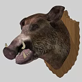 Lifelike Wild Boar Head Animal Wall Decor With Wooden Background Design