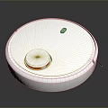 White Round Robotic Vacuum Cleaner With Top Button And Red Indicator Light 3d model