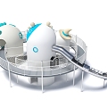 Observation Deck Round Platform Customized Paradise Amusement Park Children's Paradise Amusement Park Amusement Scooty Slide Combination Function Surround Chick Paradise 3d model