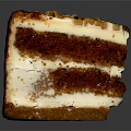 Tasty Homemade Layered Cake With Red Cake Layers White Cream And Nut Topping