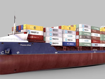 Large Container Ship Carrying Stacked Colorful Containers For International Cargo Transport 3d model