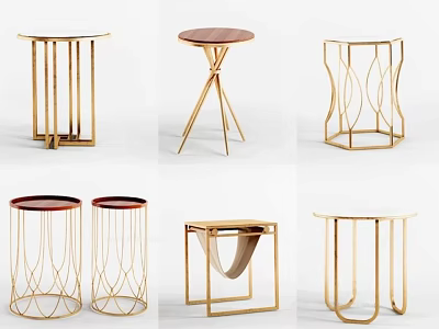 Modern Gold Metal Frame Side Tables With Various Elegant Designs For Living Room Decor 3d model