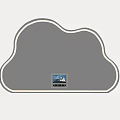 Cloud Shaped Mirror With Gold Frame And Small Label On White Wall 3d model