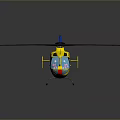 Bright Yellow Helicopter With Rotors Blue Tail Rotor And Landing Gear