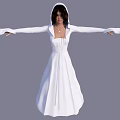 Elegant Woman In White Wedding Dress With Veil And Arms Outstretched