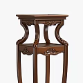 Classic Wooden Flower Stand With Intricate Carved Details And Multi Layer Design