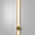 Modern Brass Slim Linear Wall Lamp With Circular Base Warm Light Illumination 3d model