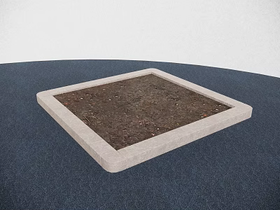Square Tree Pit With Light Border And Soil On Blue Surface 3d model