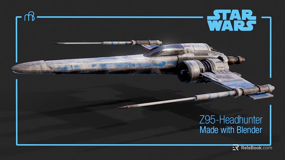 Star Wars Z95 Headhunter Fighter with Sci Fi Design Silver Blue Paint and Blender Model 3d model 