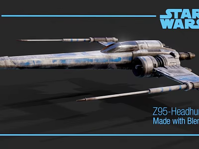 Star Wars Z95 Headhunter Fighter with Sci Fi Design Silver Blue Paint and Blender Model 3d model