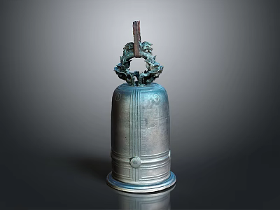 Antique Bronze Bell Musical Instrument With Hand Painted Patterns Using Art Supplies 3d model