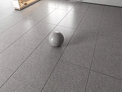 Gray Speckled Floor Tiles In Modern Space With Sphere Decoration 3d model