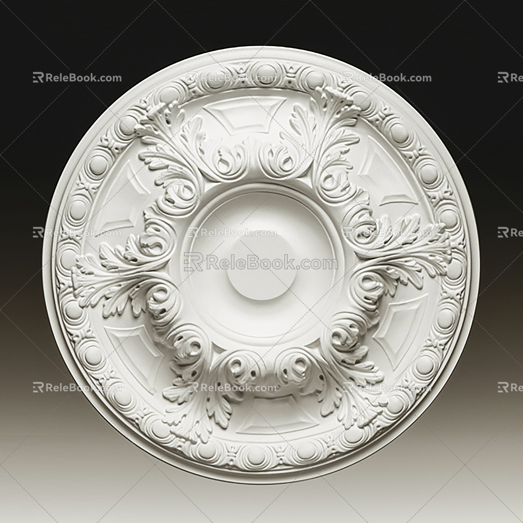 European-style lamp plate carved 3d model