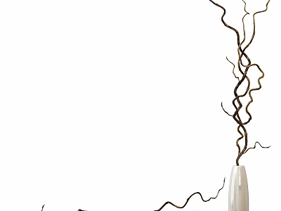 Elegant White Vase With Twisted Branches For Modern Home Interior Accent 3d model