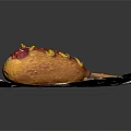 Crispy Corn Dog With Ketchup Mustard Topping On Wooden Stick Served On White Napkin
