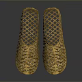 Golden Woven Slippers With Intricate Hollow Out Pattern Elegant Shiny Daily Footwear For Home Use